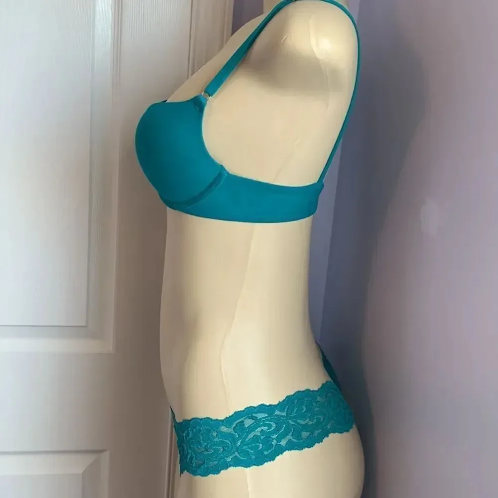 Smart & Sexy Bombshell Push Up Bra/ Panty Set 32A/5 Teal